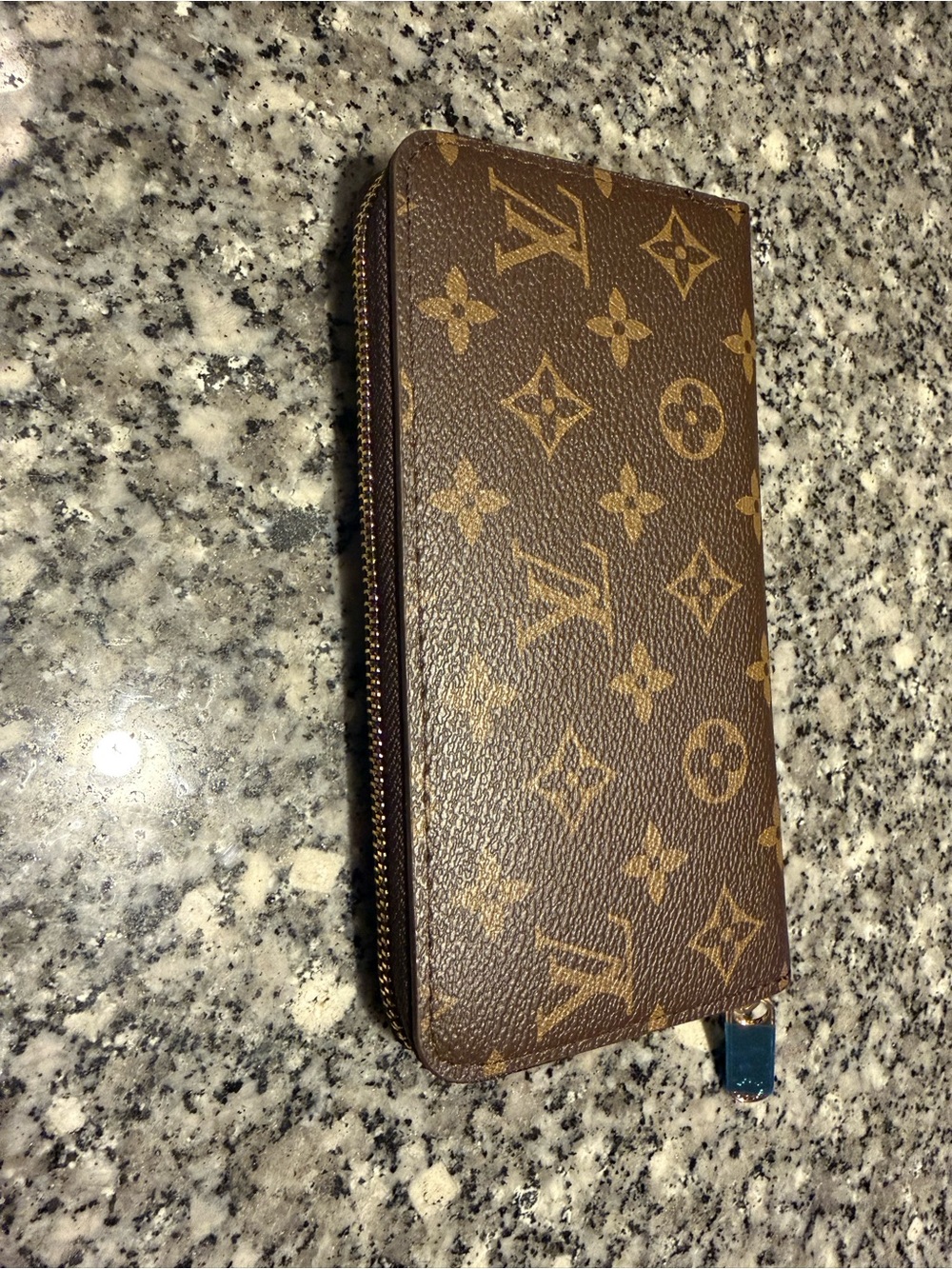 & Other Stories Brown and Gold Monogram Zip Card & Key Holder